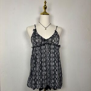 joan vass black white babydoll camisole bow ruffles coquette y2k whimsigoth